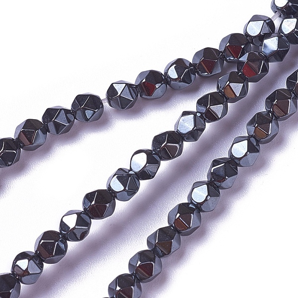 PandaHall Electroplate Non-magnetic Synthetic Hematite Beads Strands, Faceted, Round, Hematite Plated, 4.2x4.2x4.2mm, Hole: 0.5mm, about...