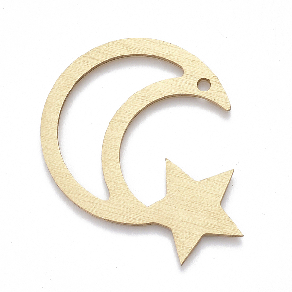 

PandaHall Aluminium Big Pendants, Laser Cut Big Pendants, Star & Moon, Golden, 45x52.5x1mm, Hole: 3mm Aluminum Moon