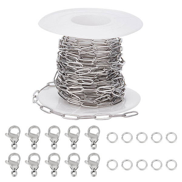 

PandaHall SUNNYCLUE DIY Chain Bracelet Necklace Making Kit, Including 304 Stainless Steel Paperclip Chains & Jump Rings & Clasps, Stainless...