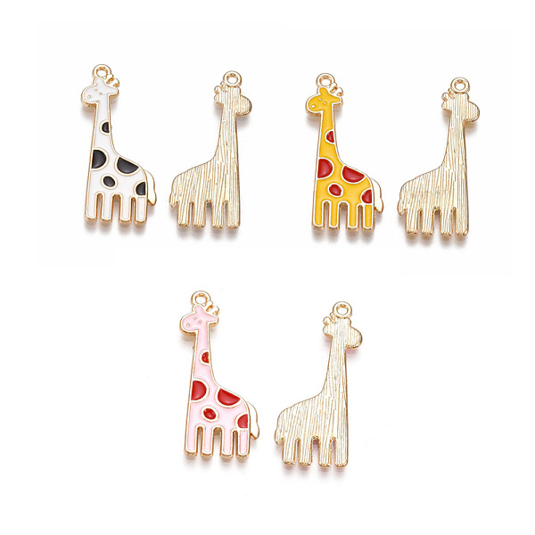 

PandaHall Alloy Pendants, with Enamel, Giraffe, Light Gold, Mixed Color, 32x14x2mm, Hole: 1mm Alloy+Enamel Other Animal Multicolor
