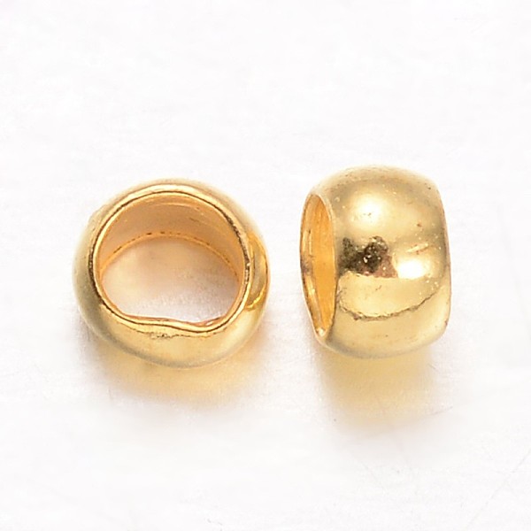 

PandaHall Rondelle Brass Crimp Beads, Golden, 3x2mm, Hole: 1.5~2mm, about 5200pcs/200g Brass Rondelle