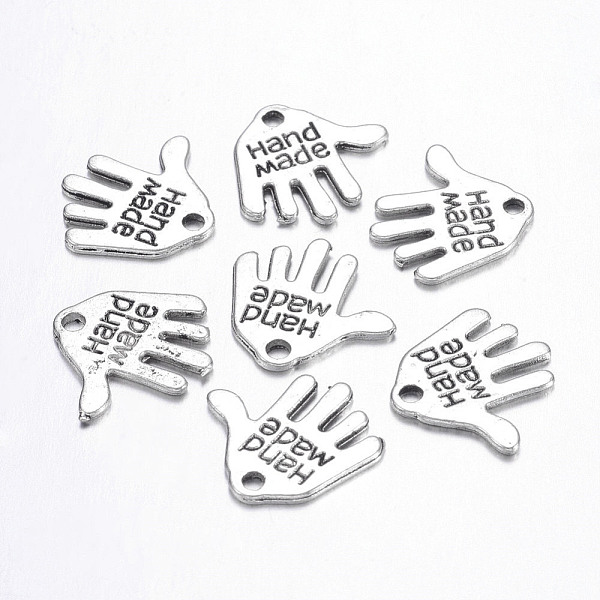

PandaHall Tibetan Style Alloy Charms, Hand Palm with Word Hand Made, Antique Silver, Cadmium Free & Lead Free, 12.5x13x1mm, Hole: 1mm Alloy...