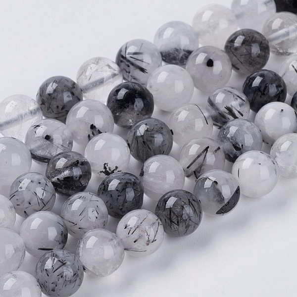 

PandaHall Natural Black Rutilated Quartz Beads Strands, Round, Black, 8mm, Hole: 1mm, about 45pcs/strand, 15 inch Rutilated Quartz Round...