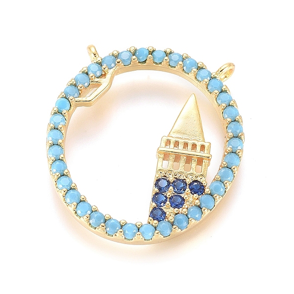 

PandaHall Brass Micro Pave Cubic Zirconia Pendants, Ring with Building, Colorful, Golden, 22.5x19.5x2.5mm, Hole: 1.2mm Brass+Cubic Zirconia...