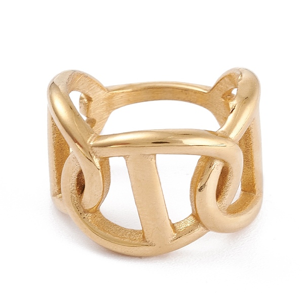 

PandaHall Ion Plating(IP) Unisex 304 Stainless Steel Finger Rings, Wide Band Rings, Curb Chain Shape, Golden, Size 6~9, 2~14.5mm, Inner...