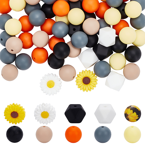 

PandaHall AHADERMAKER 10 Style Silicone Beads, DIY Nursing Necklaces and Bracelets Making, Chewing Pendants For Teethers, Daisy & Octagon &..., Multicolor