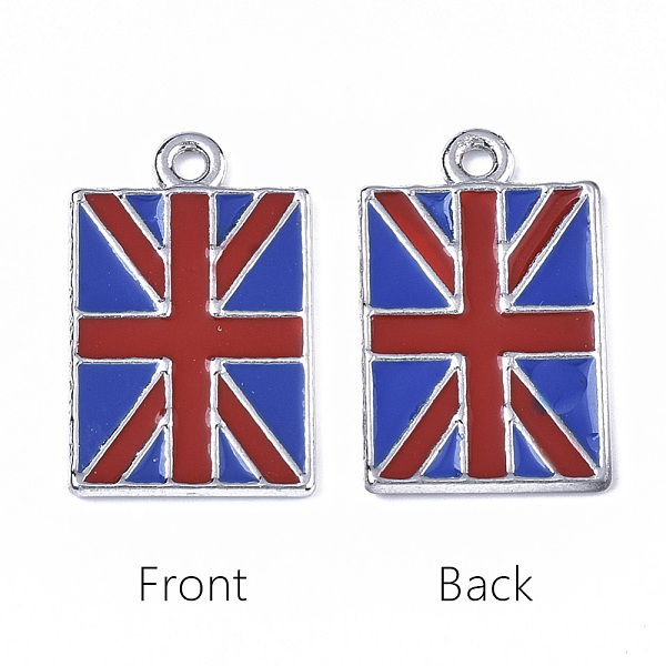 

PandaHall Alloy Enamel Pendants, Platinum, Double-Sided, Union Jack, FireBrick, 29x18x2mm, Hole: 2mm Alloy+Enamel Rectangle Red