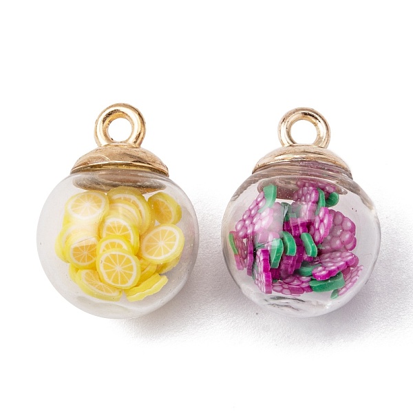 

PandaHall 20Pcs 4 Style Glass Ball Pendants, with Polymer Clay and CCB Plastic Findings, Round, Golden, Mixed Color, 21x15.5~16mm, Hole: 2mm..., Multicolor