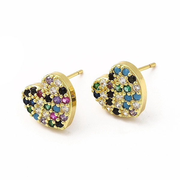 

PandaHall Rack Plating Brass Micro Pave Cubic Zirconia Stud Earrings for Women, Long-Lasting Plated, Lead Free & Cadmium Free, Heart, Real...