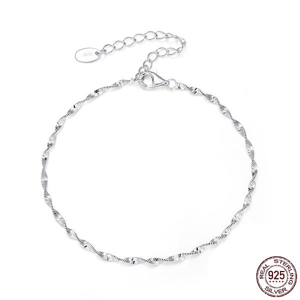 

PandaHall 925 Sterling Silver Singapore Chains Necklaces for Women, with S925 Stamp, Real Platinum Plated, 6.69 inch(17cm) Sterling Silver