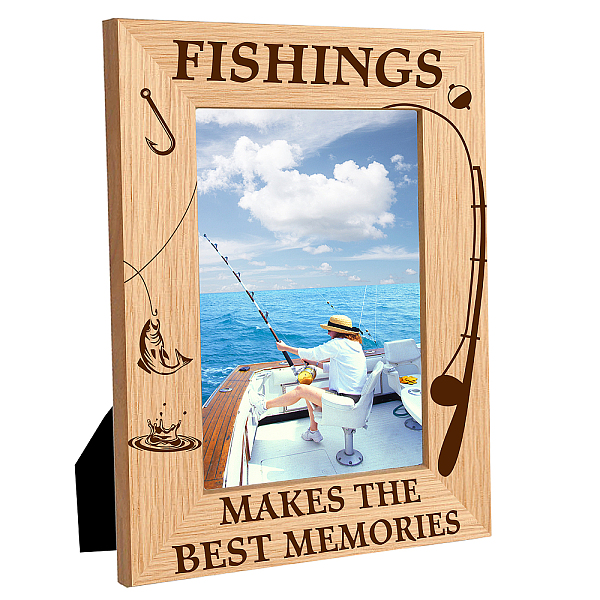 

PandaHall Natural Wood Photo Frames, for Tabletop Display Photo Frame, Rectangle, Fish, 218x168mm, Inner Diameter: 142x90mm Wood Fish