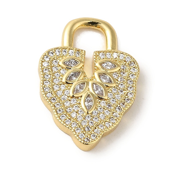 

PandaHall Brass Micro Pave Cubic Zirconia Glass Pendants, Real 18K Gold Plated, Lock, Clear, 23.5x17x2.8mm, Hole: 4.7mm Brass+Cubic...