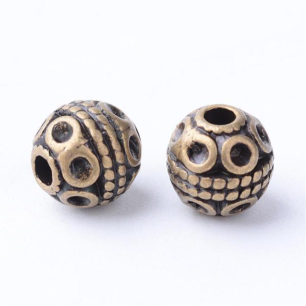 

PandaHall Tibetan Style Alloy Beads, Round, Cadmium Free & Nickel Free & Lead Free, Antique Bronze, 8x8mm, Hole: 2mm, about 780pcs/1000g...