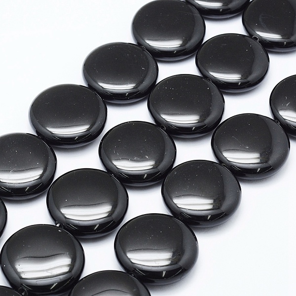 

PandaHall Natural Black Onyx Beads Strands, Dyed, Flat Round, 20x8.5mm, Hole: 1.5mm, about 20pcs/strand, 15.94 inch(40.5cm) Black Onyx Flat...
