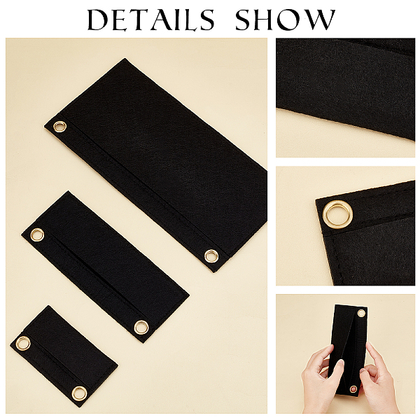 

PandaHall WADORN 3pcs Purse Felt Insert Organizer, Handbag Divider Pocket Inside Tote Bag Insert Organizer Conversion Multi Pocket Felt..., Black