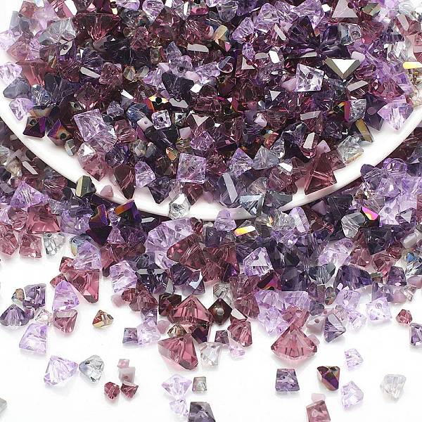 

PandaHall Opaque & Transparent Glass Beads, Faceted Nuggets, Purple, 2~5x2.5~8x3~5mm, Hole: 1~1.4mm, about 10g/bag Glass Nuggets Purple