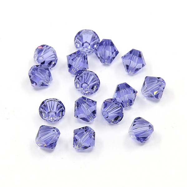 austrian crystal beads, 5301 6mm, bicone, tanzanite, size: about 6mm long, 6mm wide, hole: 1mm