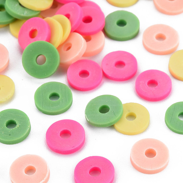 

PandaHall 4 Colors Handmade Polymer Clay Beads, Heishi Beads, Disc/Flat Round, Deep Pink & Light Khaki & Dark Sea Green & PeachPuff...