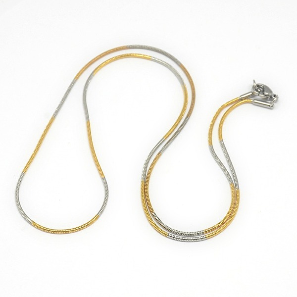 

PandaHall Trendy Unisex 201 Stainless Steel Snake Chain Necklaces, with Lobster Claw Clasps, Golden & Stainless Steel Color, 19.5 inch...