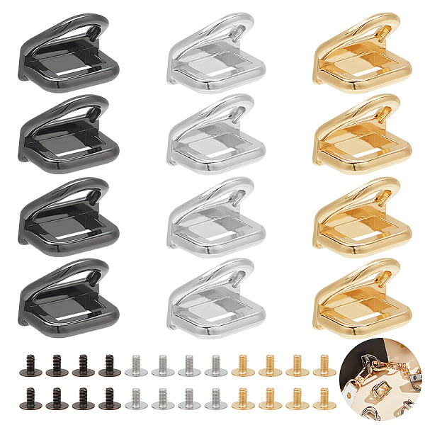 

PandaHall WADORN 12 Sets 3 Colors Zinc Alloy Double D Ring Clasps, Webbing Buckles, for DIY Bag Handle Accessories, Mixed Color...
