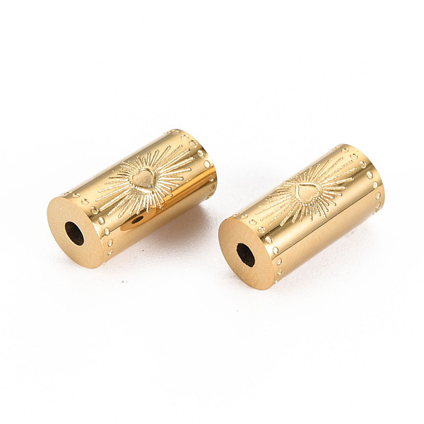 

PandaHall 304 Stainless Steel Beads, Column with Heart, Real 14K Gold Plated, 12x6mm, Hole: 1.8mm 304 Stainless Steel Hexagon