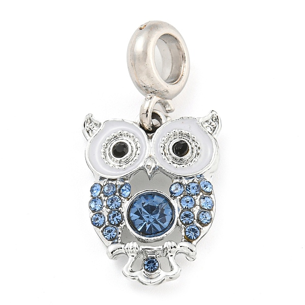 

PandaHall Rack Plating Alloy Enamel Owl European Dangle Charms, Large Hole Pendants with Rhinestone, Platinum, Cadmium Free & Nickel Free &..., Blue