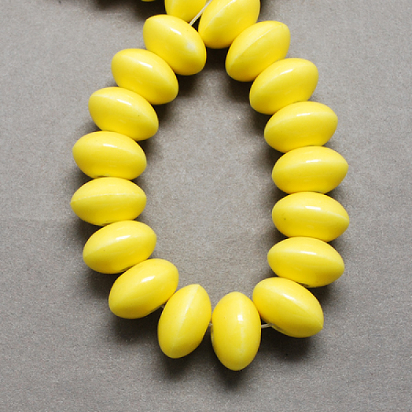 PandaHall Handmade Porcelain Beads, Bright Glazed Porcelain, Rondelle, Light Yellow, 15x10mm, Hole: 4mm Porcelain Rondelle Yellow