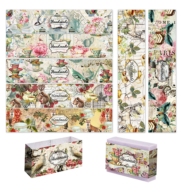 

PandaHall Soap Paper Tag, Kraft Paper Soap Wrappers, Rectangle, for Soap Packaging, Flower Pattern, 50x210mm, 9 style, 10pcs/style..., Multicolor