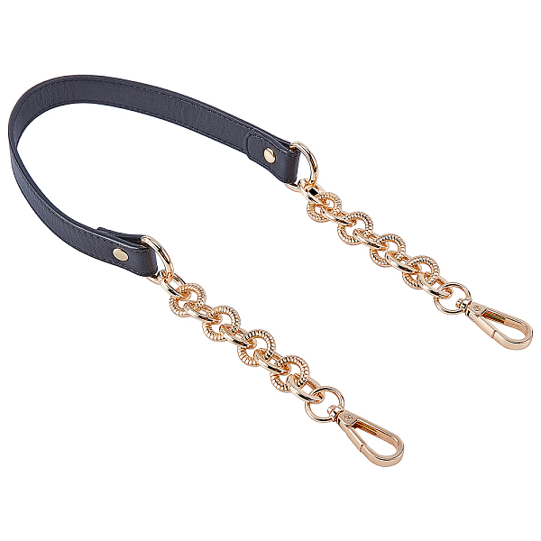 

PandaHall Cowhide Leather Cord Chain Bag Strap, with Zinc Alloy Clasp, Replacement Handbag Decoration Bags Straps, Black, 636mm Leather...