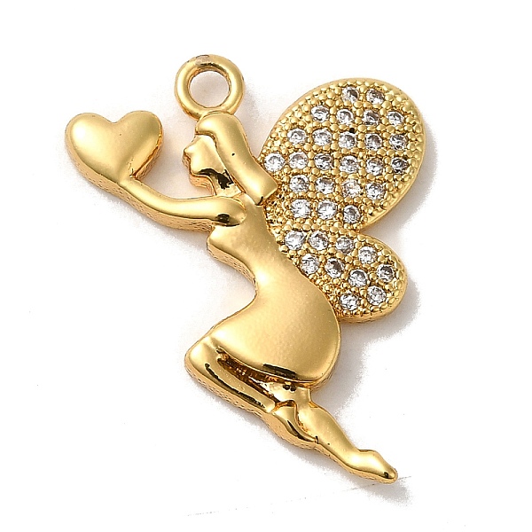 

PandaHall Rack Plating Brass Micro Pave Cubic Zirconia Pendants, Long-Lasting Plated, Lead Free & Cadmium Free, Butterfly, Fairy, Real 18K..., Clear