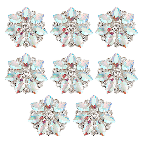 

PandaHall WADORN 28.5MM Floral Pattern Rhinestone Buttons, 8pcs Crystal Clear Decoration Bottons for Clothing Rainbow Colors Crystal..., White