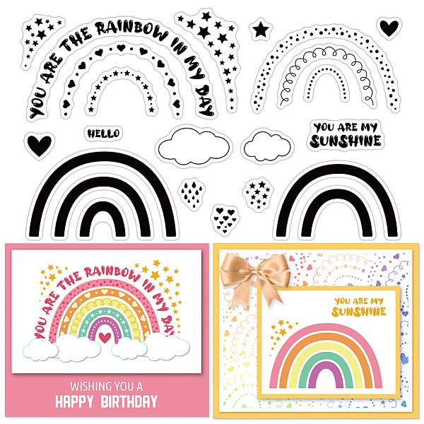 

PandaHall CRASPIRE Rainbow Clear Stamps for Card Making Decoration Scrapbooking, Stars Silicone Rubber Stamp for Greeting Cards Photo Album...