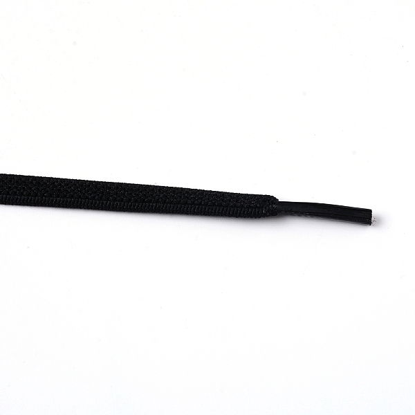 

PandaHall Spandex High Elastic Yarn Shoelaces, with Aluminum Buckles, Flat, Black, 18~1020x6~8x1.5~8mm, 4pcs/set Elastic Fibre Flat Black