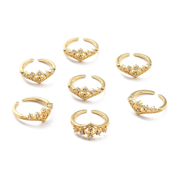 

PandaHall Clear Cubic Zirconia Heart Wing Open Cuff Ring for Women, Cadmium Free & Nickel Free & Lead Free, Real 18K Gold Plated, US Size 6...