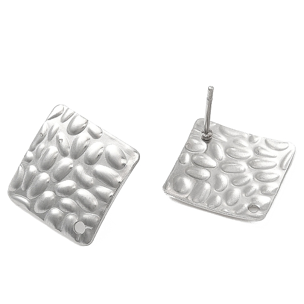 

PandaHall 201 Stainless Steel Stud Earrings Finding, with 304 Stainless Steel Pins, Textured Rhombus, Stainless Steel Color, 18.5x18.5mm...