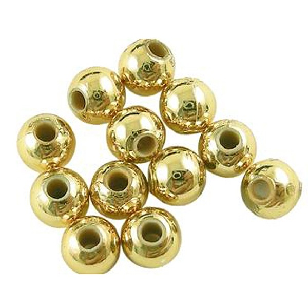 

PandaHall Carnival Celebrations, Mardi Gras Beads, Plating Acrylic Beads, Round, Golden, about 10mm in diameter, hole: 2mm, about..., Gold