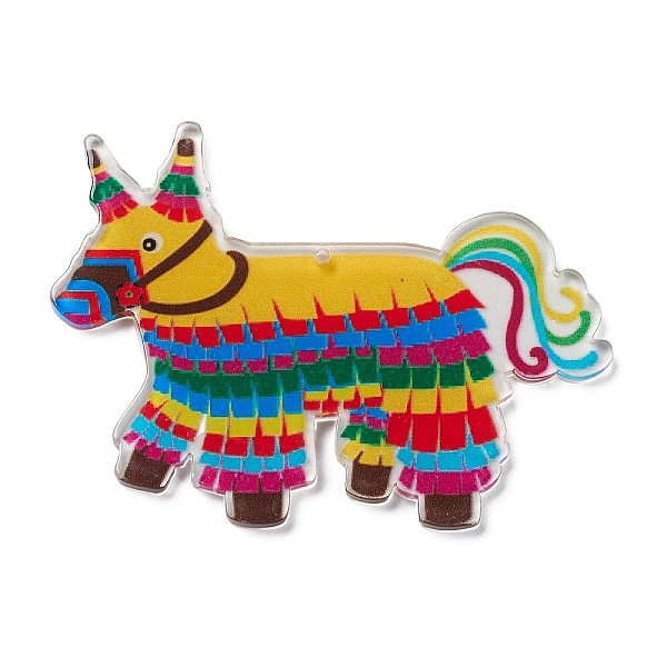 

PandaHall Translucent Resin Big Pendants, Horse Charms, Colorful, 47x63.5x2.5mm, Hole: 1.6mm Resin Horse