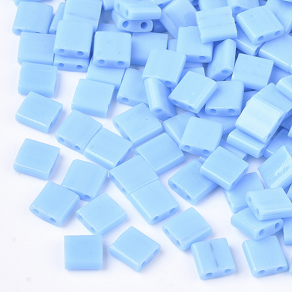 

PandaHall MIYUKI TILA Beads, Japanese Seed Beads, 2-Hole, (TL413) Opaque Deep Sky Blue, 5x5x1.9mm, Hole: 0.8mm, about 1180pcs/bag, 100g/bag..., Cyan