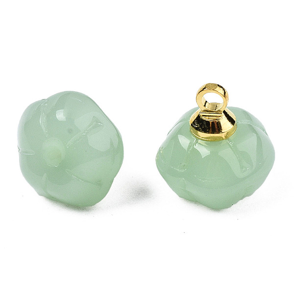 

PandaHall Glass Charms, with Golden Brass Loops, Flower, Medium Aquamarine, 10x9.5x9.5mm, Hole: 1.6mm & 1mm Glass Flower