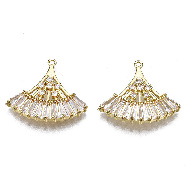 

PandaHall Brass Micro Pave Clear Cubic Zirconia Pendants, Fan, Golden, 20x22x2mm, Hole: 1mm Brass+Cubic Zirconia Fan Clear