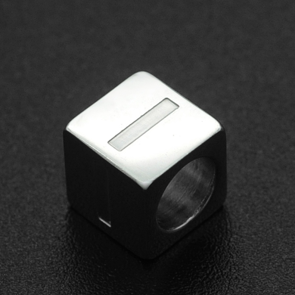 

PandaHall 201 Stainless Steel European Beads, Large Hole Beads, Horizontal Hole, Cube, Stainless Steel Color, Letter.I, 7x7x7mm, Hole: 5mm...