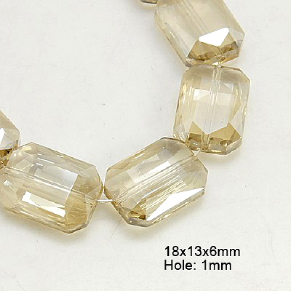 

PandaHall Electroplated Glass Beads, Pearl Luster Plated, Faceted Rectangle, PapayaWhip, 18x13x6.5~7.5mm, Hole: 1mm Glass Rectangle Orange