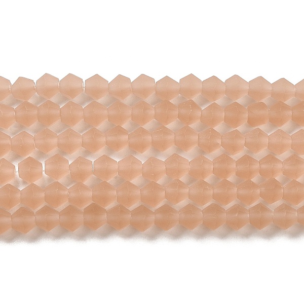 

PandaHall Imitate Austrian Crystal Frosted Glass Beads Strands, Grade AA, Faceted Bicone, Dark Salmon, 3x2.5mm, Hole: 0.7mm, about...