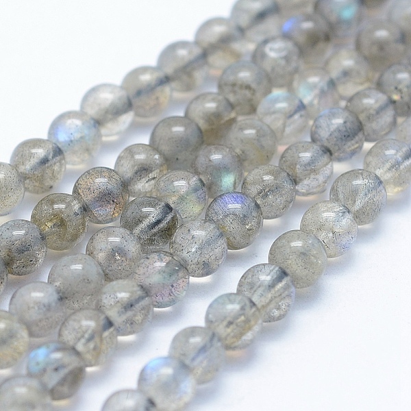 PandaHall Natural Labradorite Beads Strands, Grade AB+, Round, 4~4.5mm, Hole: 1mm, about 94pcs/strand, 15.5 inch(39.5cm) Labradorite Round