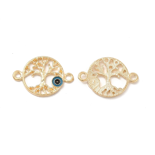 

PandaHall Alloy Connector Charms with Steel Blue Enamel, Flat Round Tree Links with Evil Eye, Nickel, Light Gold, 15.5x23x1.5mm, Hole: 1.8mm...