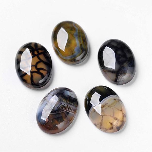 

PandaHall Natural Dragon Veins Cabochons, Flat Back, Oval, Dyed, 25x18x7mm Natural Agate Oval