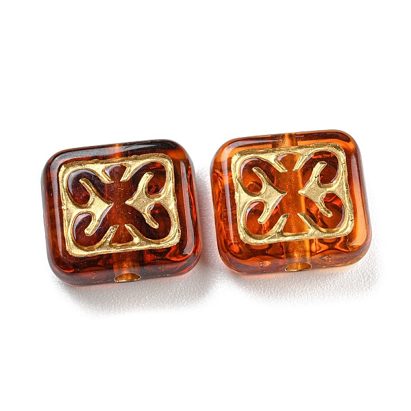 

PandaHall Plating Transparent Acrylic Beads, Golden Metal Enlaced, Rectangle, Chocolate, 10.5x12x5mm, Hole: 1.8mm, about 833pcs/500g Acrylic..., Brown