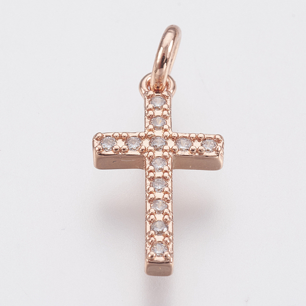 

PandaHall Brass Micro Pave Cubic Zirconia Pendants, Lead Free & Cadmium Free, Cross, Rose Gold, 16x8.5x2mm, Hole: 2.5mm Brass+Cubic Zirconia...