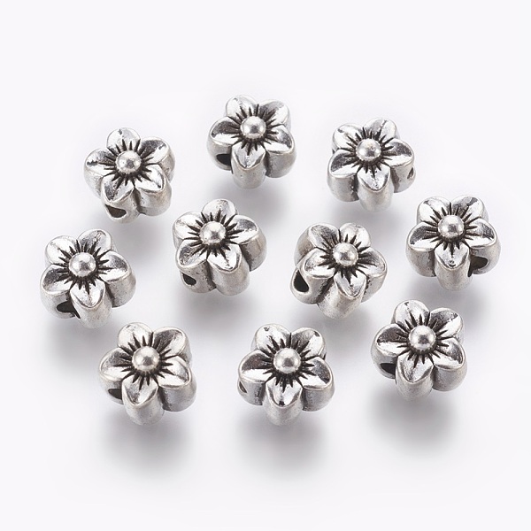 

PandaHall Tibetan Style Alloy Beads, Lead Free & Cadmium Free & Nickel Free, Flower, Antique Silver, 12x10mm, Hole: 3.5mm Alloy Flower