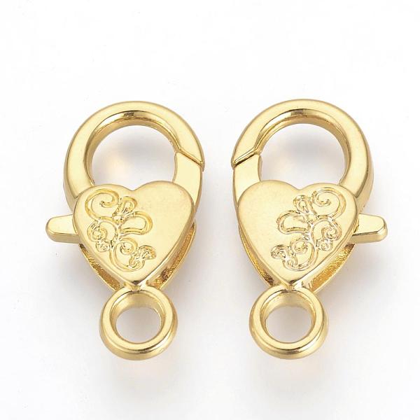 

PandaHall Alloy Lobster Claw Clasps, Heart, Golden, 26.5x15x6.5mm, Hole: 4mm Alloy Heart